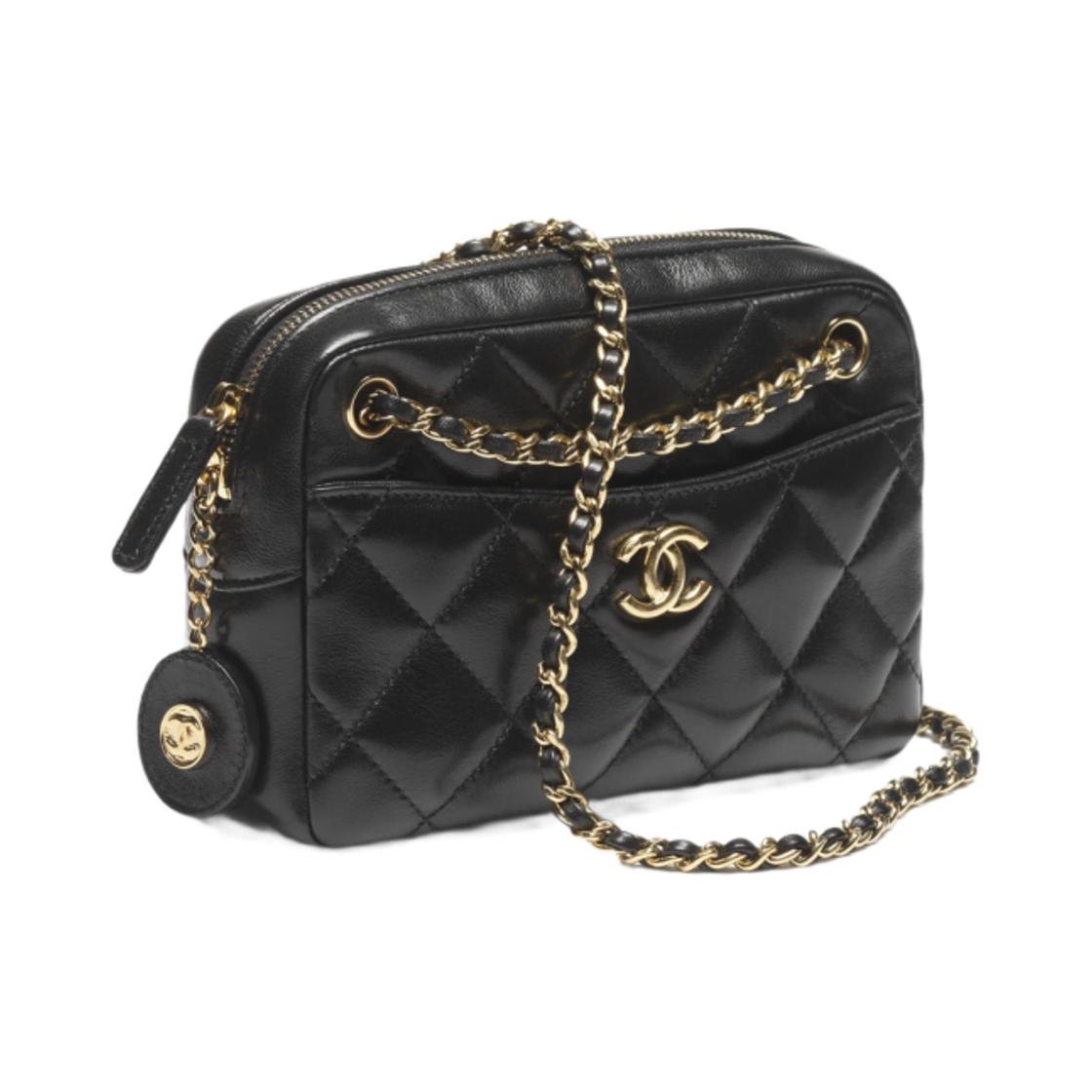 샤넬 미니 카메라 케이스 샤이니 램스킨 & 골드 메탈 블랙(Chanel Mini Camera Case Shiny Lambskin & Gold Black) - 3