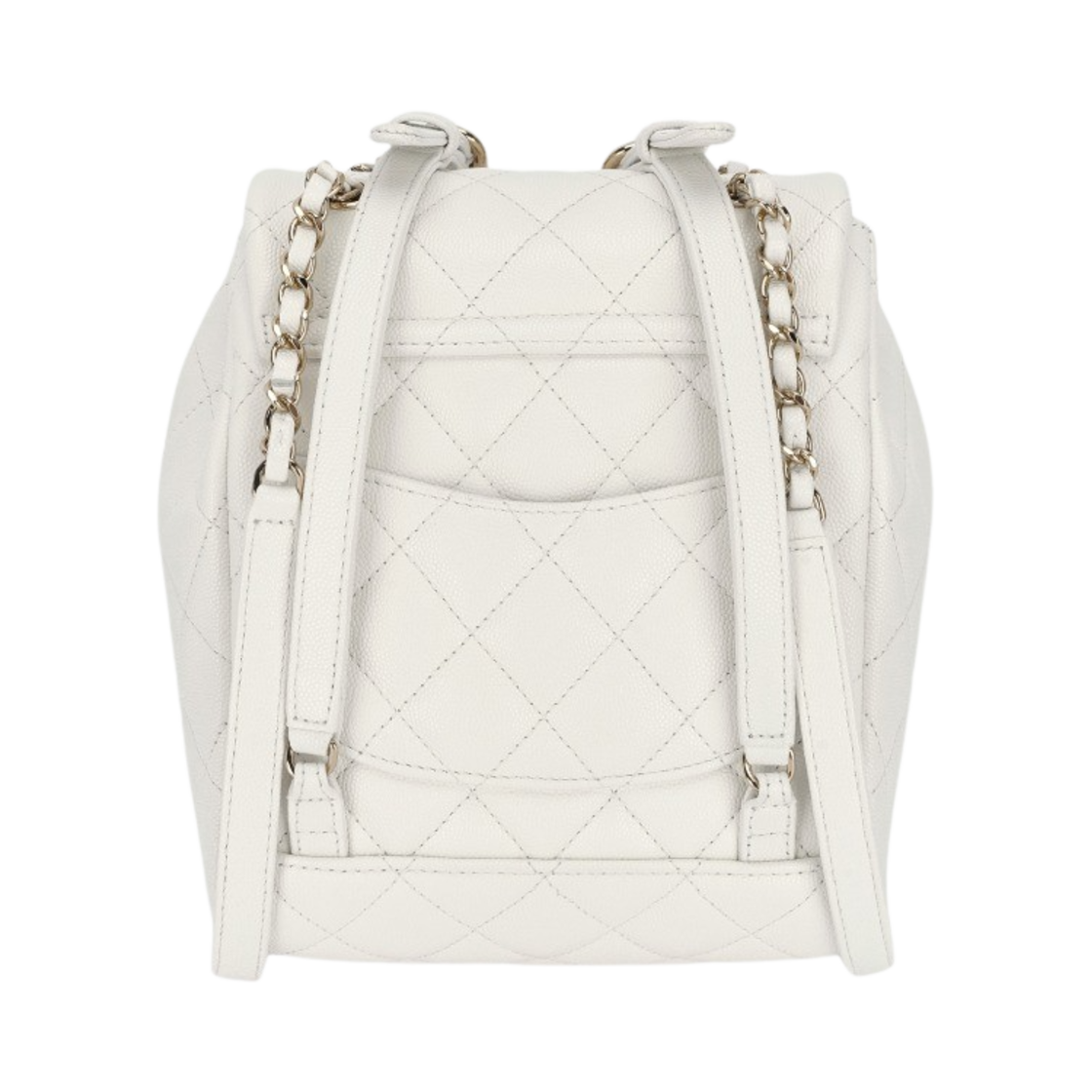 AS4058-B10876-10601 Chanel Backpack Shiny Grained Calfskin & Gold White - #2