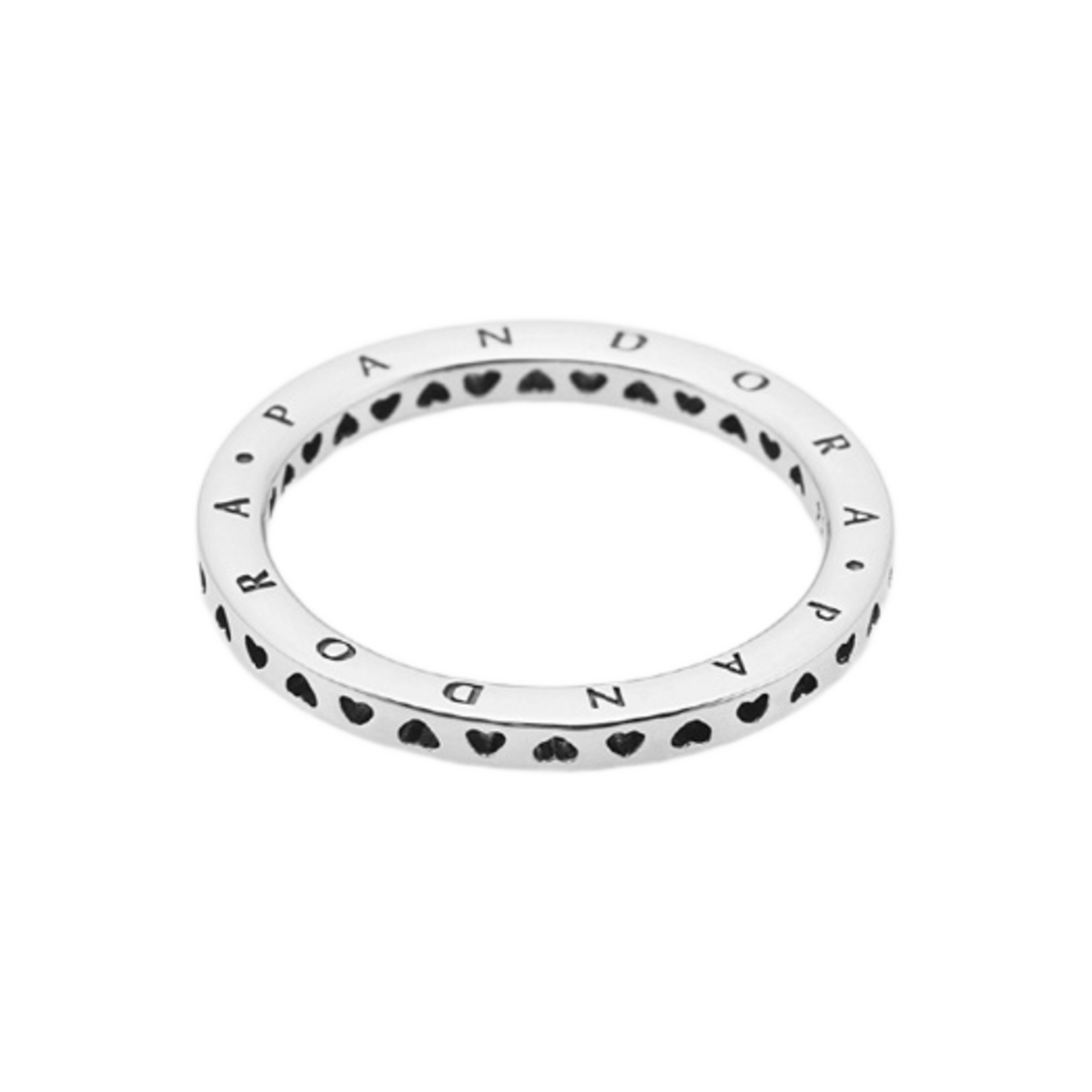 (W) 판도라 하트 & 판도라 로고 링 스털링 실버