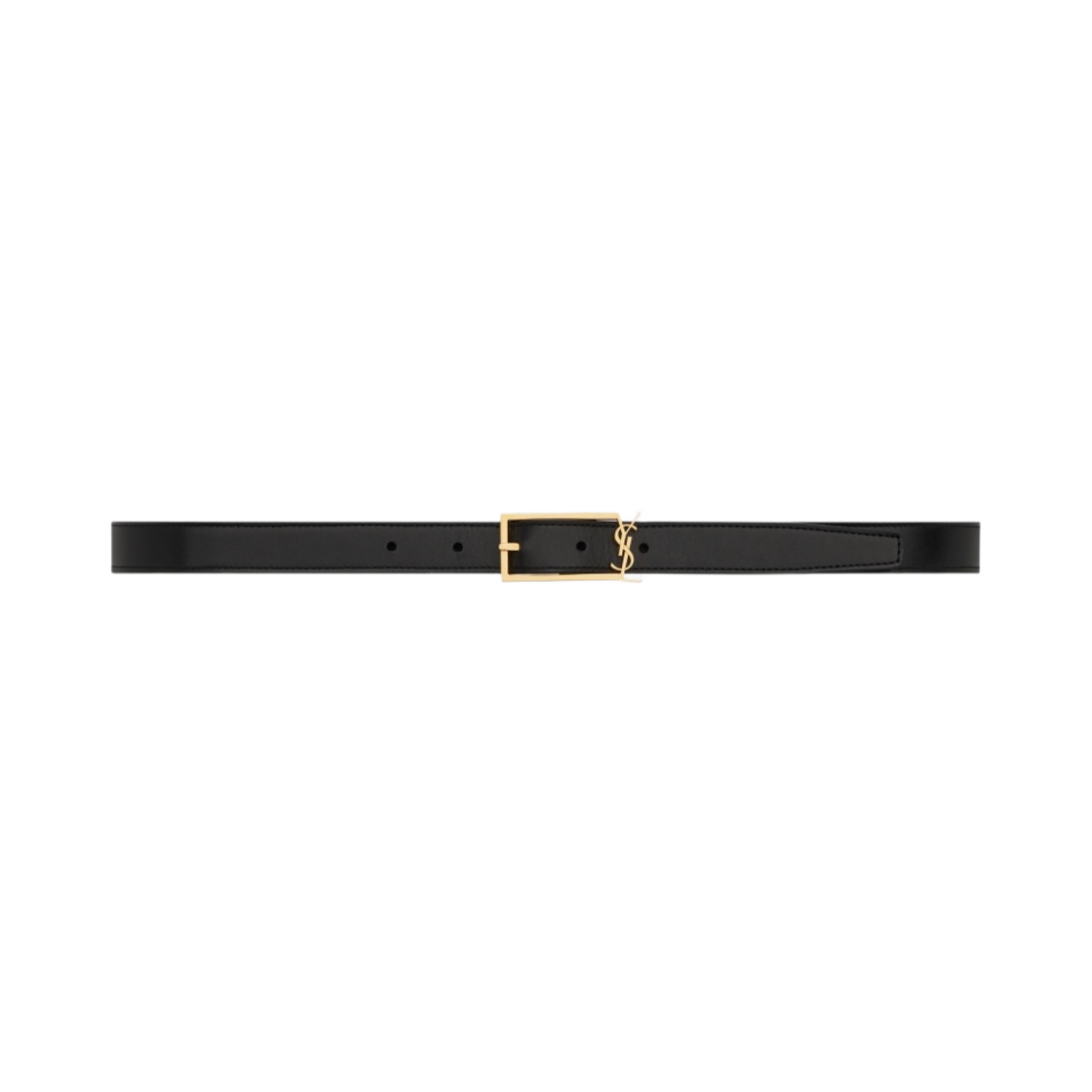 생로랑 뉴 카산드라 버클 벨트 스무스 레더 블랙(Saint Laurent New Cassandre Buckle Belt In Smooth Leather Black) - 1