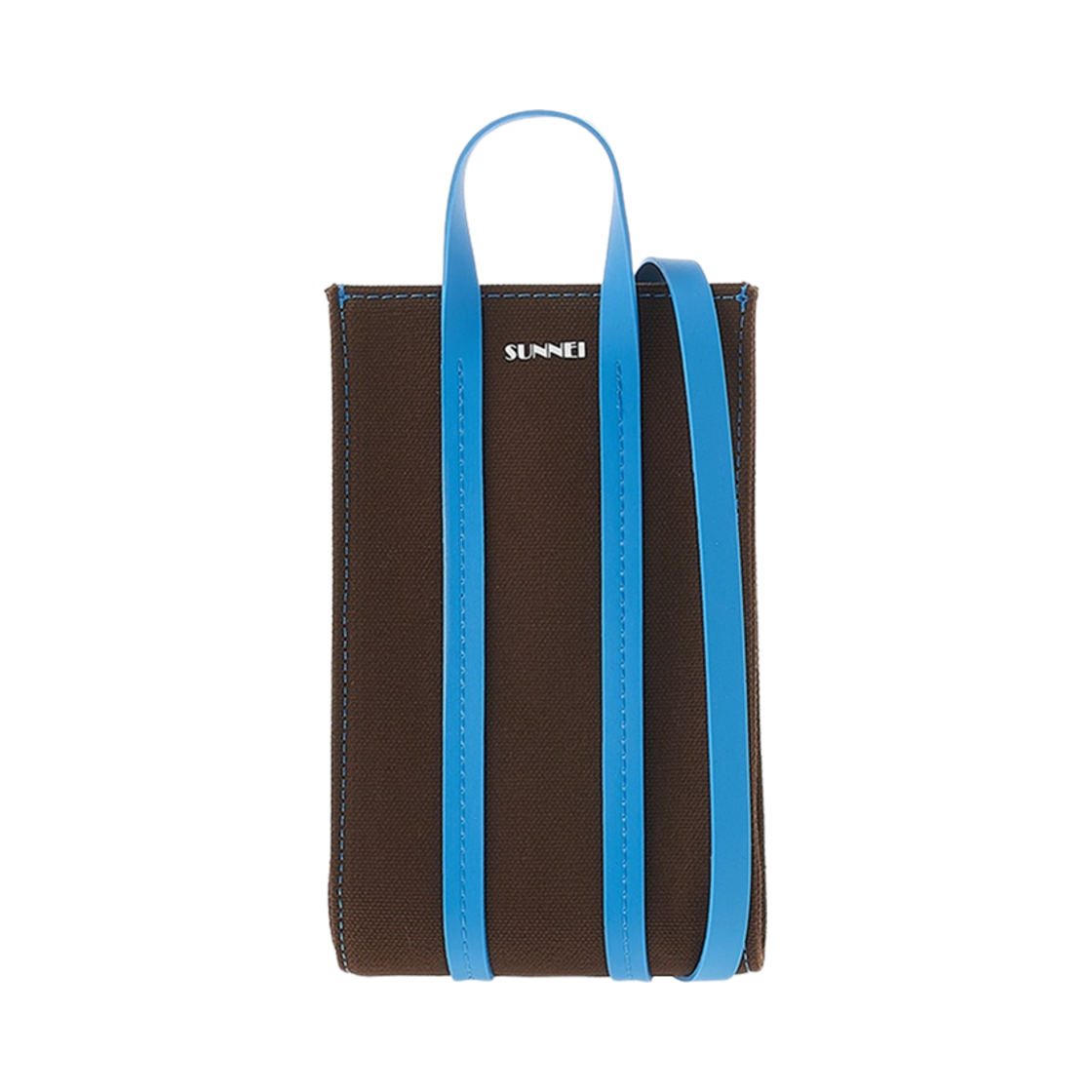 CACCXSLG008-CAN001-0112 Sunnei Micro Parallelepipedo Tote Bag Chocolate Blue