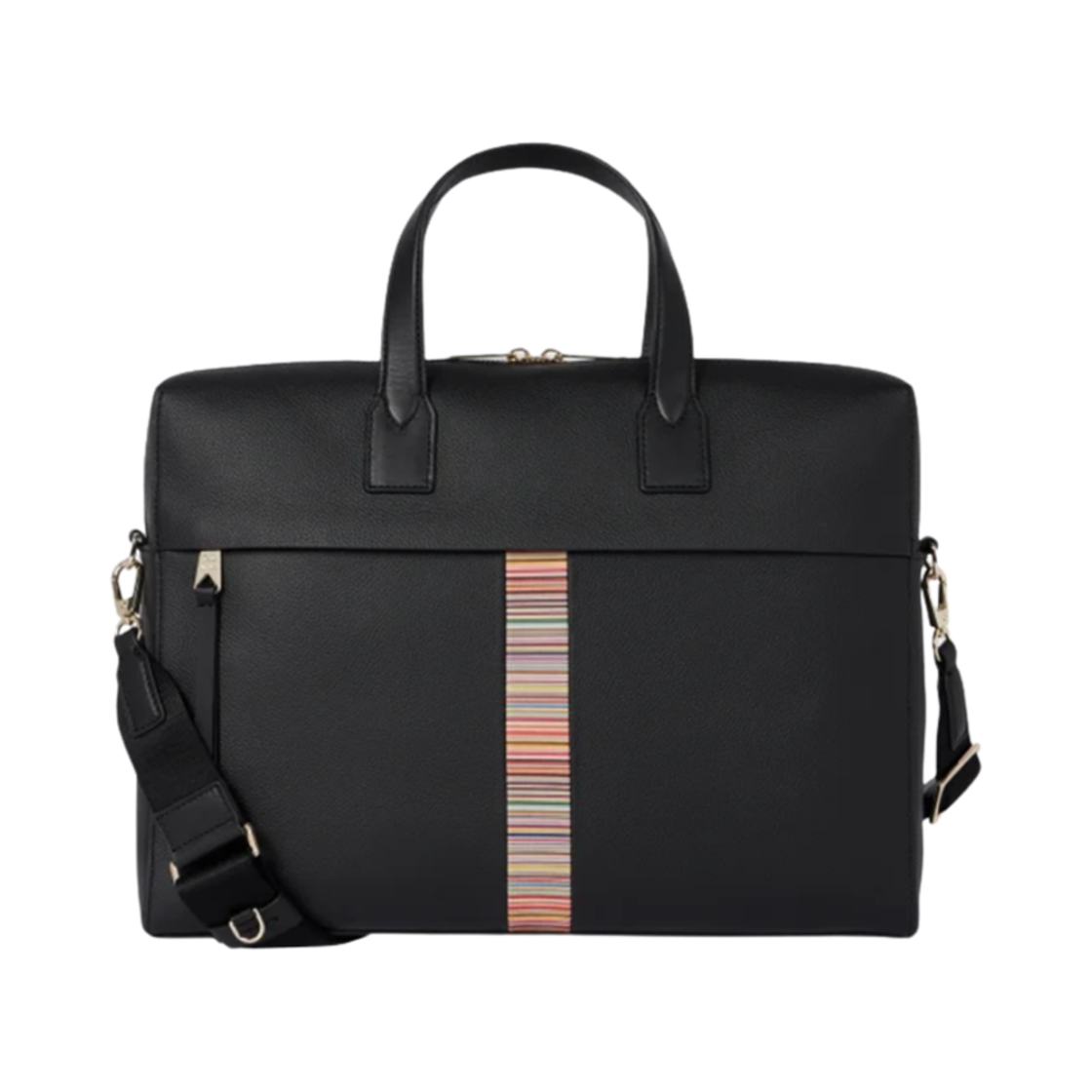 M1A-8038-CMULTI-79 Paul Smith Leather Signature Stripe Trim Folio Black