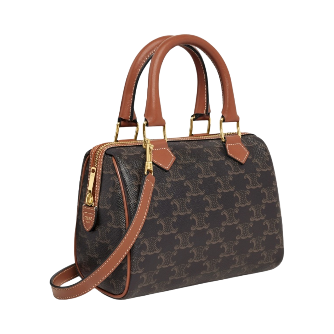 셀린느 트리옹프 캔버스 & 카프스킨 스몰 보스턴백 탄(Celine Small Boston Bag in Triomphe Canvas and Calfskin Tan) - 2