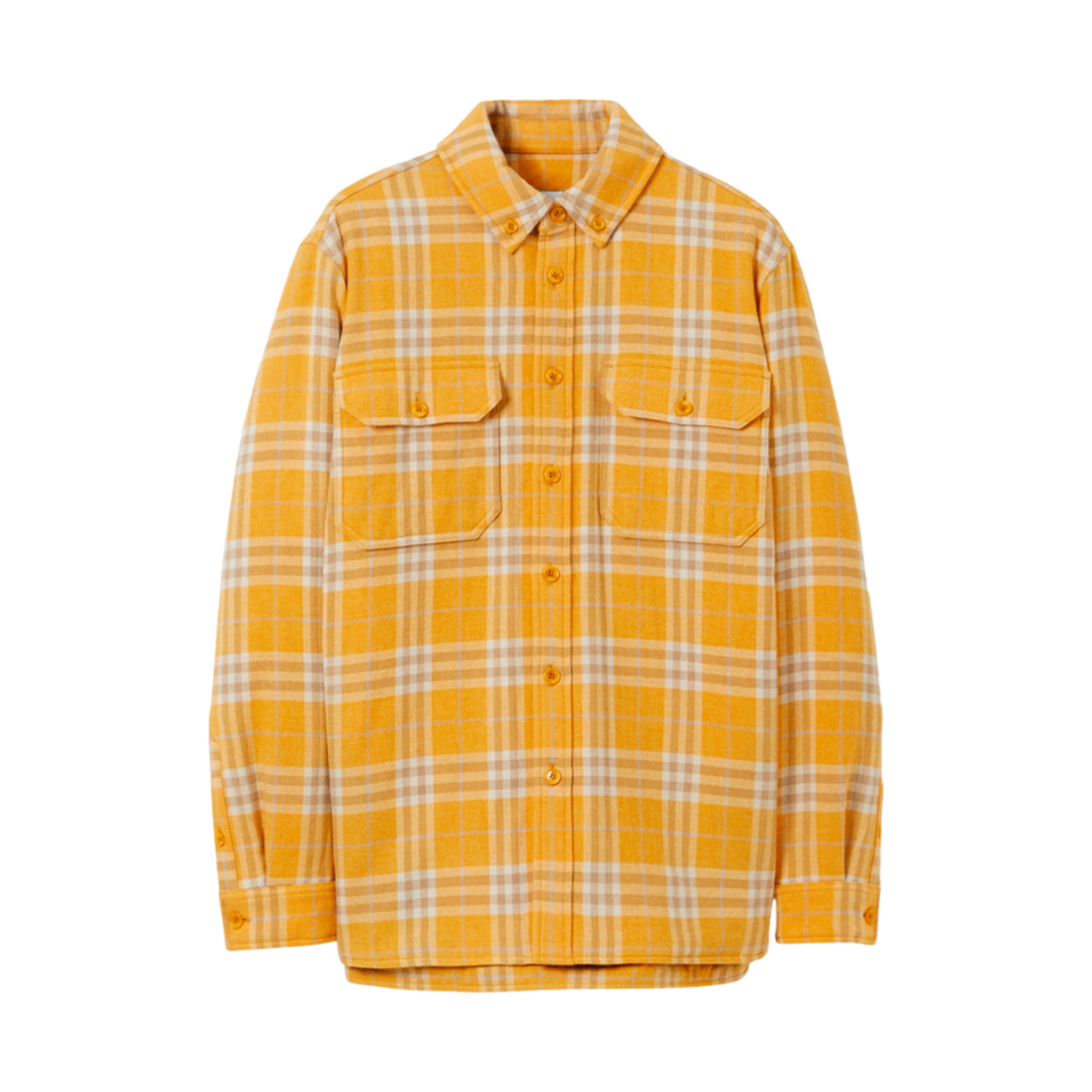 버버리 체크 울 코튼 오버사이즈 오버셔츠 메리골드(Burberry Check Wool Cotton Oversized Overshirt Marigold) - 1