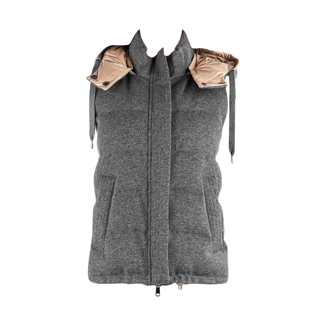 M012T2644-CNT89 (W) Brunello Cucinelli Reversible Down Vest Grey Beige