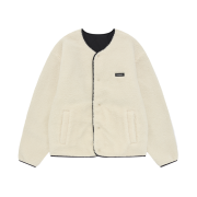 Covernat Reversible Comfy Boa Collarless Jacket Ivory