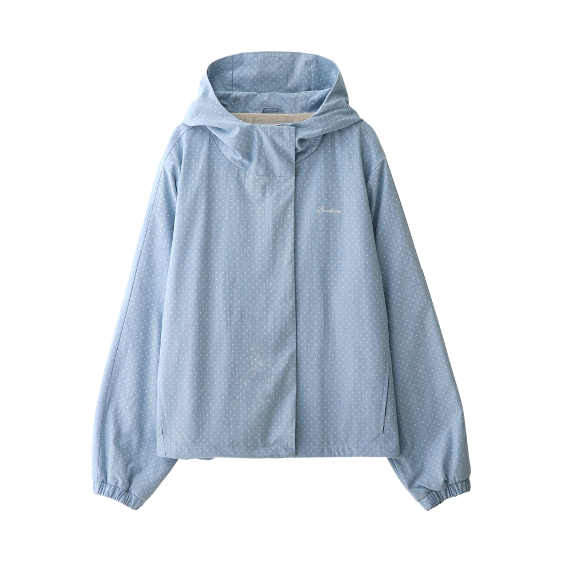 b2524 BadBlue Dot Denim Hoodie Jacket Light Blue
