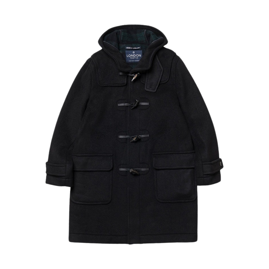 런던 트레디션 맨즈 에리카 더플 코트 블랙 BW5(London Tradition Mens Erica Duffle Coat Black BW 5)