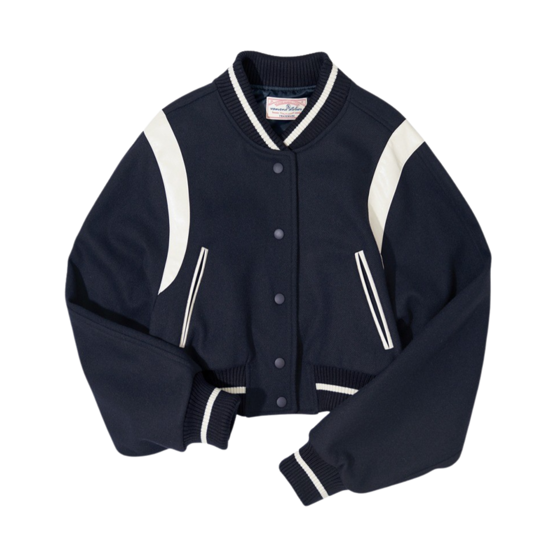 반원 아틀리에 O3707 아이리시 크롭 바시티 재킷 딥 네이비