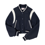 Vanone Atelier O3707 Irish Crop Varsity Jacket Deep Navy