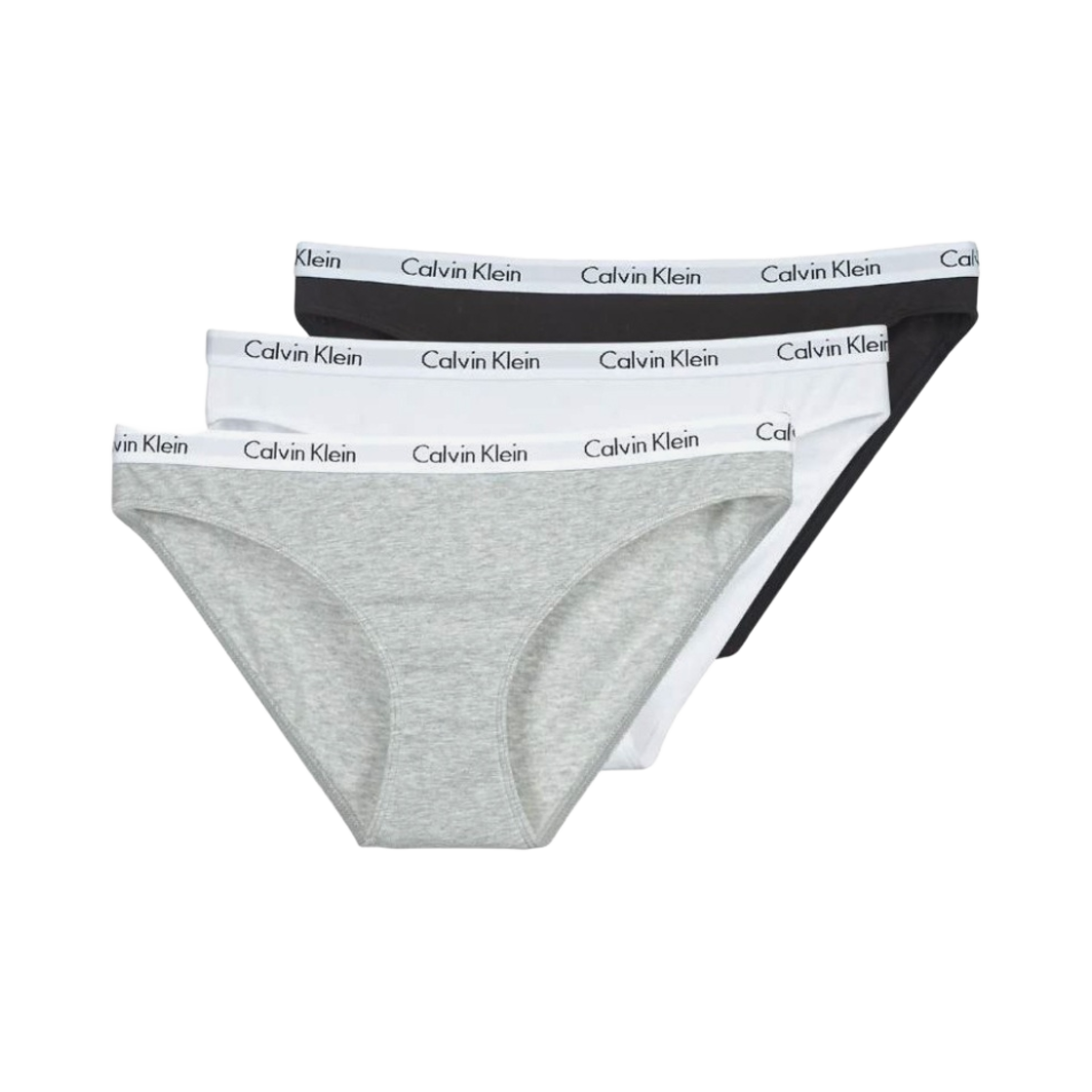 (W) 캘빈 클라인 캐러셀 3팩 비키니 브리프 블랙 그레이 화이트((W) Calvin Klein Carousel 3-pack Bikini Brief Black Grey White)