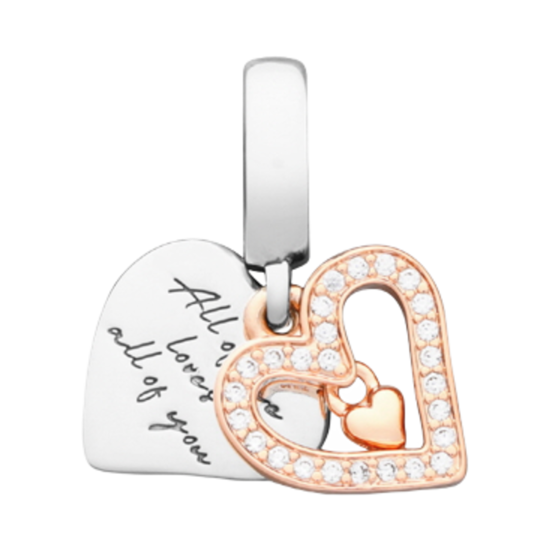 788693C01 (W) Pandora Sparkling Freehand Heart Dangle Charm Sterling Silver Rose Gold Plated Clear