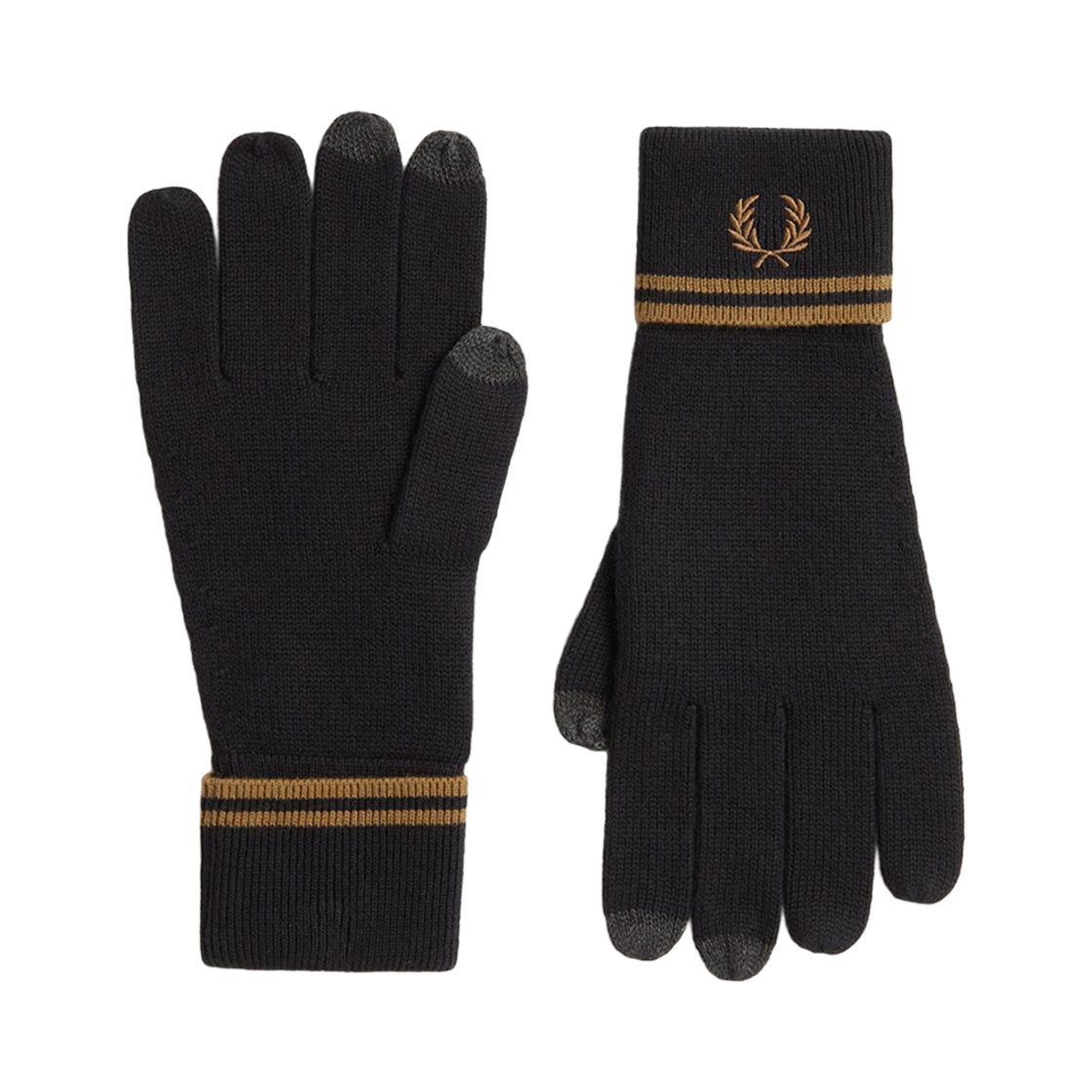 CFPU2439151-S77 Fred Perry Twin Tipped Merino Wool Gloves Black/Shaded Stone