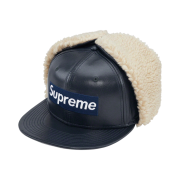 Supreme Leather Earflap Box Logo New Era Navy - 22FW