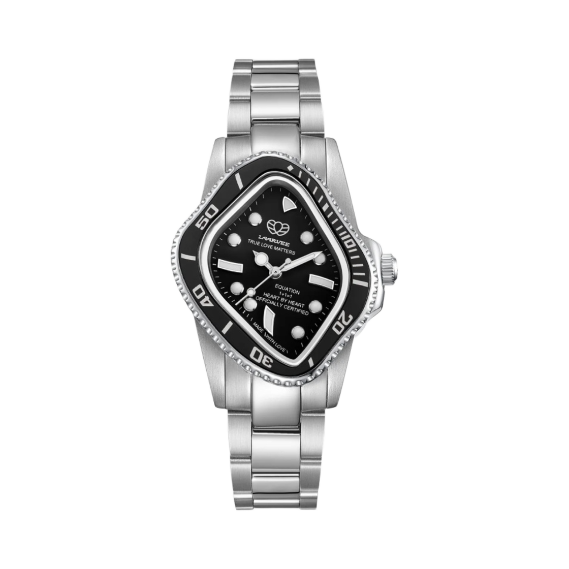 PEA001V-SBLK Laarvee PEA101 Silver Precision Steel Black Bezel Black Dial