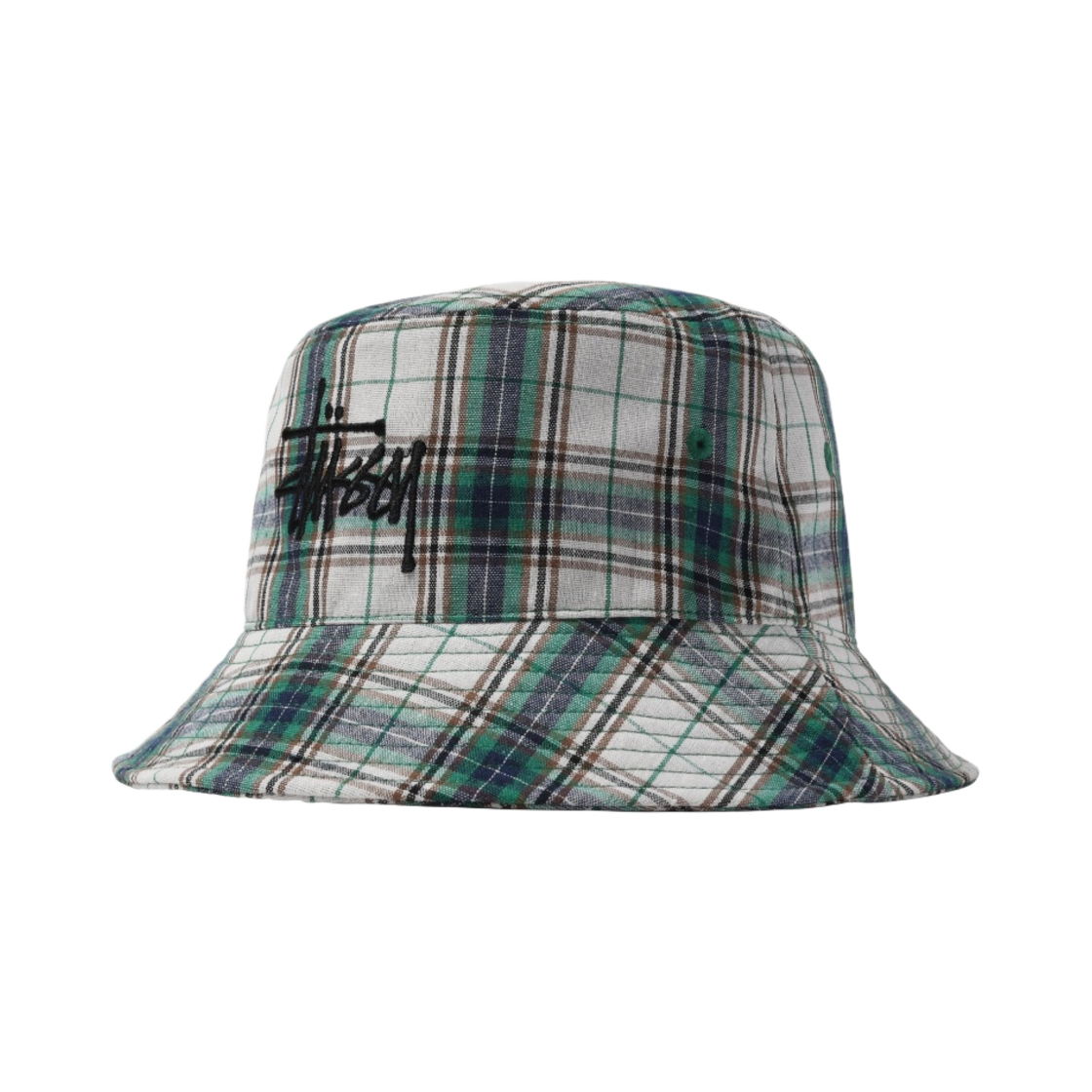 스투시 마드라스 플래드 빅 로고 버킷햇 그린