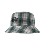 Stussy Madras Plaid Big Logo Bucket Green