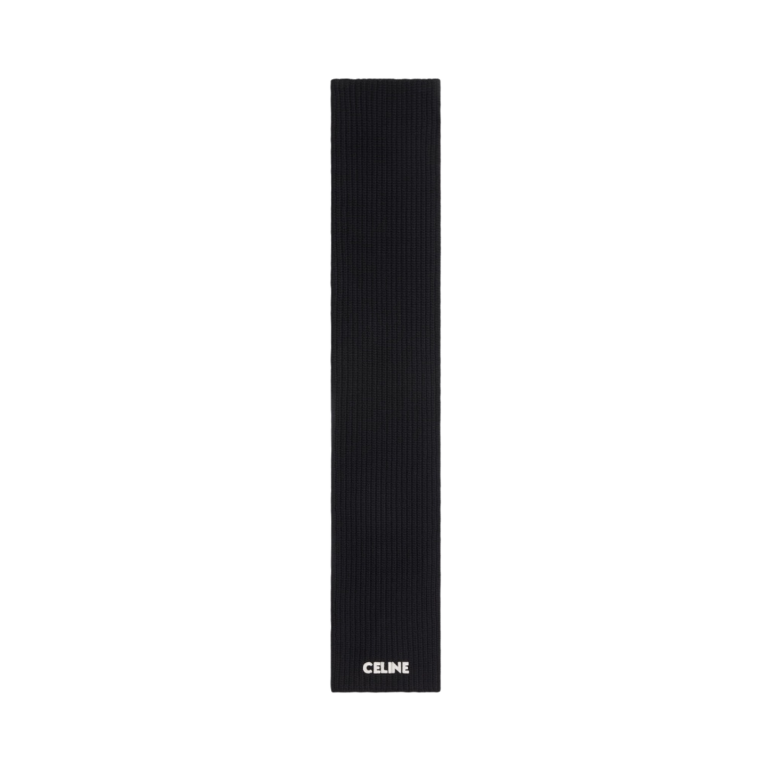 2AC35423P-38NO (W) Celine Muffler in Ribbed Wool Black