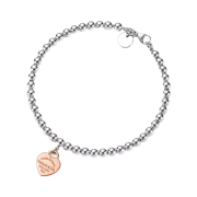 Tiffany & Co. Return to Tiffany Rose Gold Heart Tag Bead Bracelet Sterling Silver