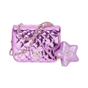 Chanel Mini Flap Bag Star Coin Purse Metallic Mirror Calfskin Metallic Lambskin & Gold Light Purple
