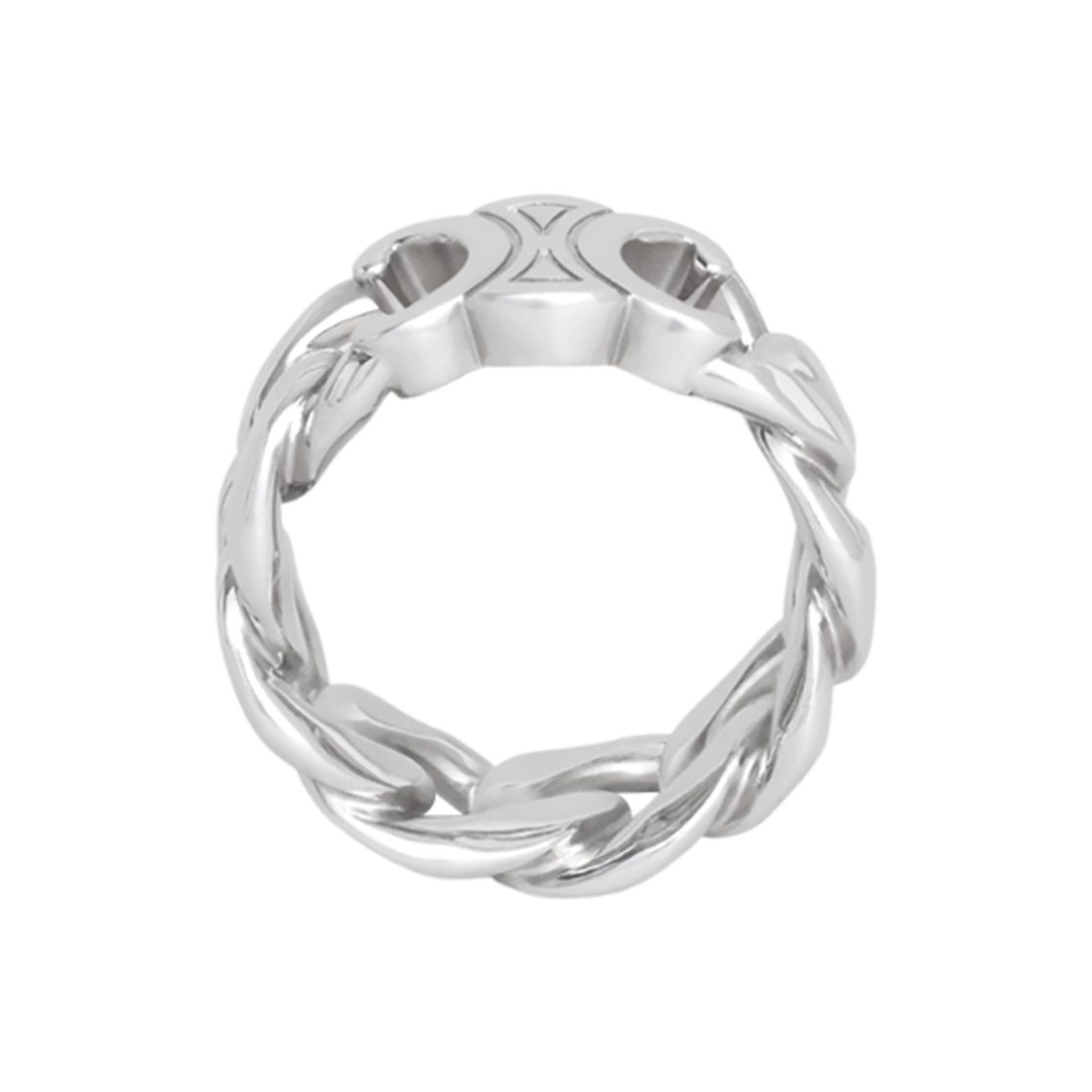 셀린느 트리옹프 고메 링 브래스 로듐 피니쉬 실버(Celine Triomphe Gourmette Ring in Brass with Rhodium Finish Silver) - 1