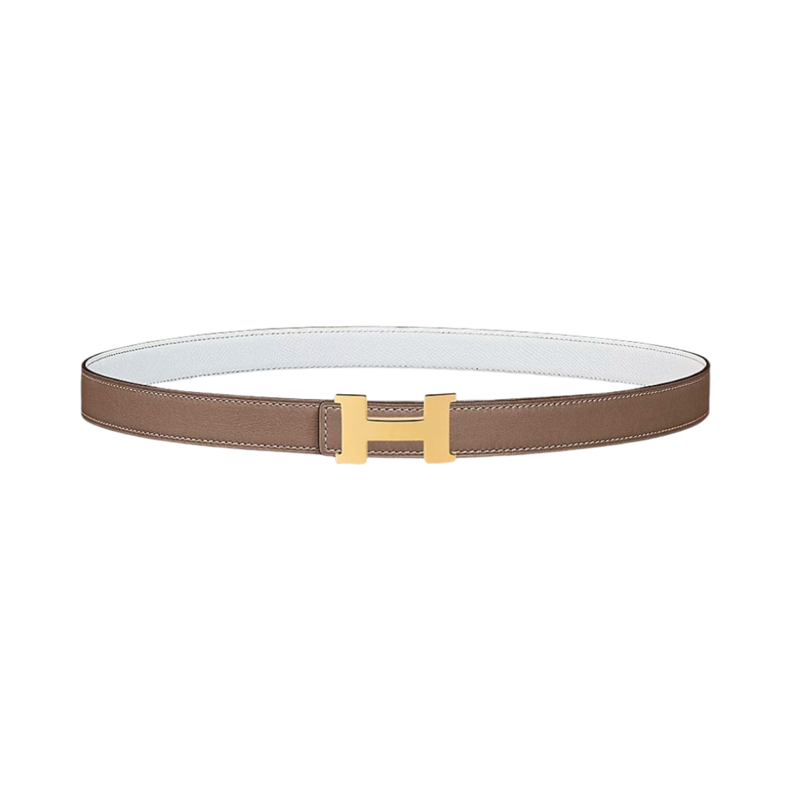 (W) 에르메스 미니 콘스탄스 벨트 버클 & 리버서블 가죽 스트랩 24mm & 골드 에뚜쁘 블랑((W) Hermes Mini Constance Belt Buckle & Reversible Leather Strap 24mm & Gold Etoupe Blanc) - 1