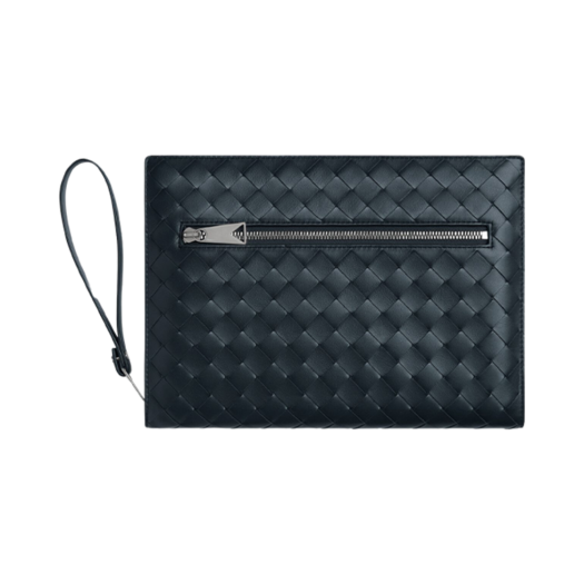 Bottega Veneta Small Intrecciato Document Case with Wristlet Shadow