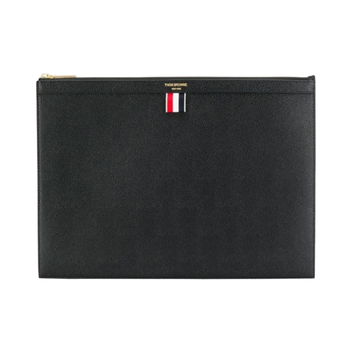 톰브라운 페블 그레인 레더 미디움 거싯 지퍼 폴리오 블랙(Thom Browne Pebble Grain Leather Medium Gusset Zip Folio Black)