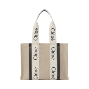 Chloe Woody Medium Tote Bag White Blue