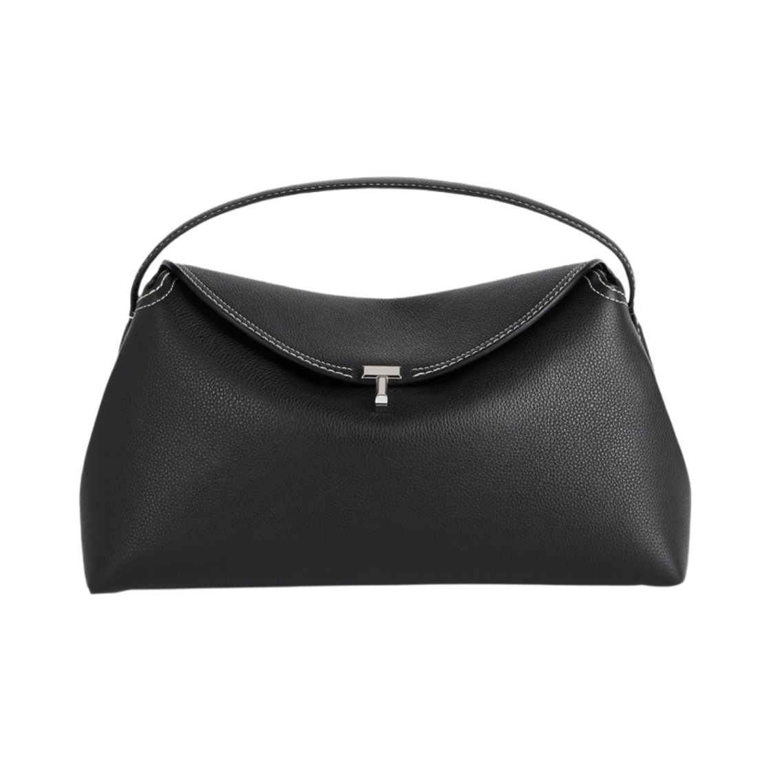 토템 티락 탑 핸들 블랙 그레인(Toteme T-Lock Top Handle Black Grain)
