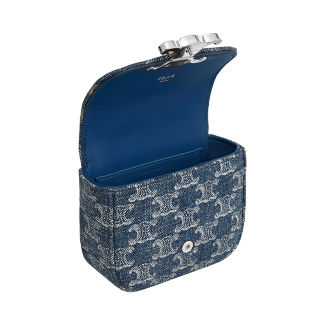 10L842FIN-05DS Celine Mini Chain Claude in Denim with Triomphe All-Over Denim Silver - #4