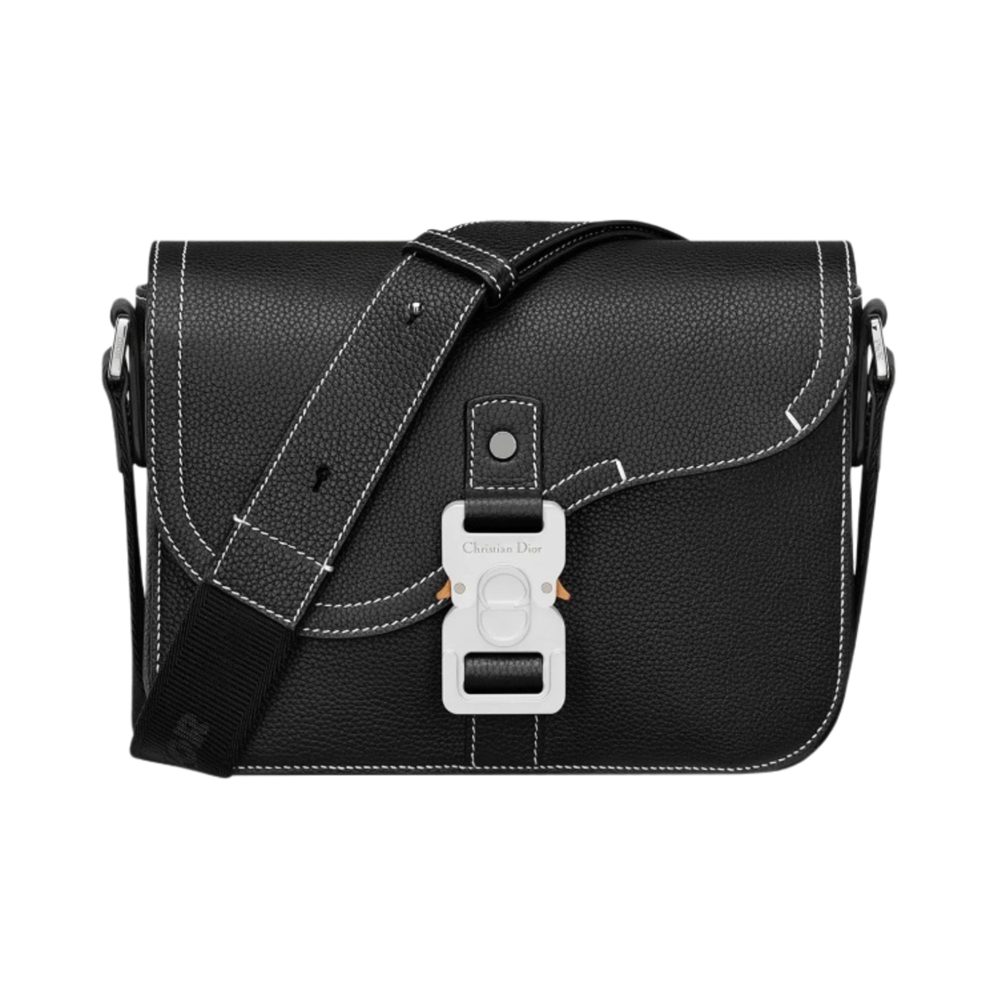 1ADPO049YKK-H00N Dior Small Saddle Bag Strap Black Grained Calfskin