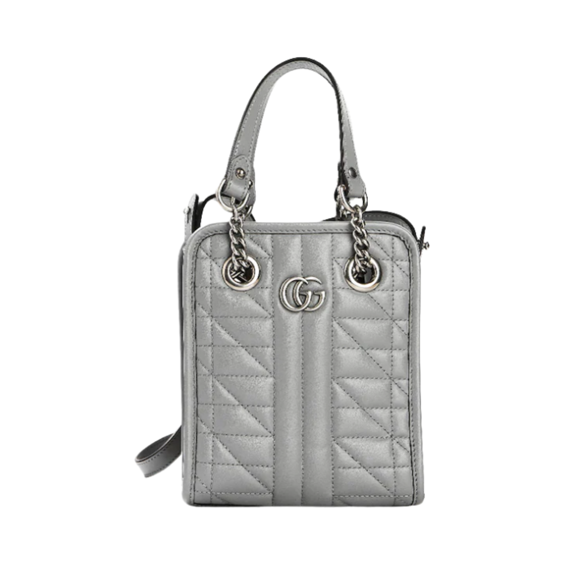 696123-UM8BF-1711 Gucci GG Marmont Matelasse Mini Bag Dark Grey