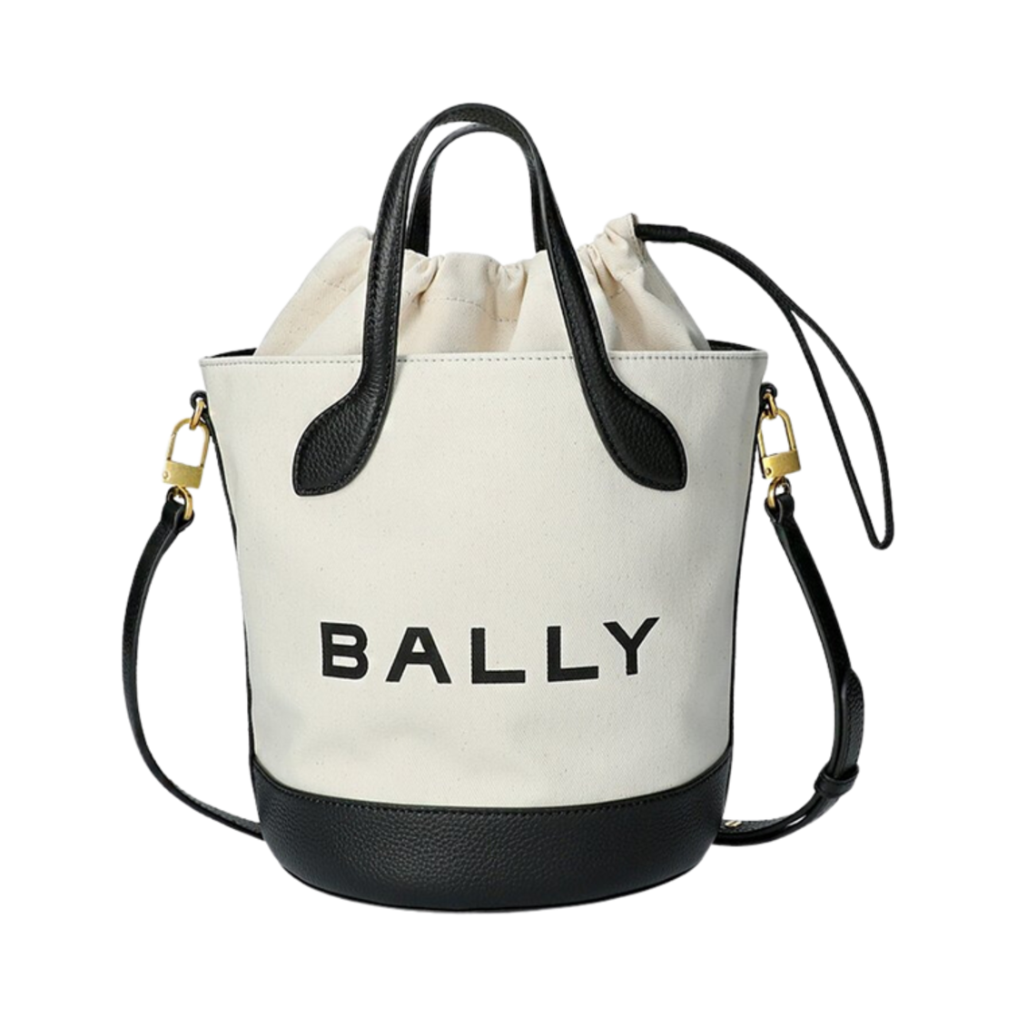 발리 8 아워 패브릭 버킷백 베이지 블랙(Bally Bar 8 Hours Fabric Bucket Bag Beige Black)