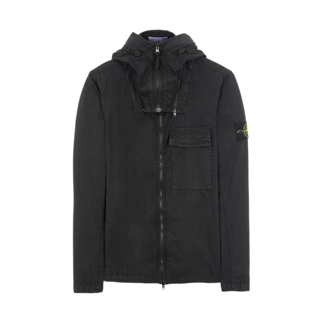 스톤 아일랜드 114WN 브러쉬드 코튼 캔버스 후드 오버셔츠 블랙 - 22FW