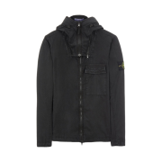 Stone Island 114WN Brushed Cotton Canvas Hooded Overshirt Black - 22FW