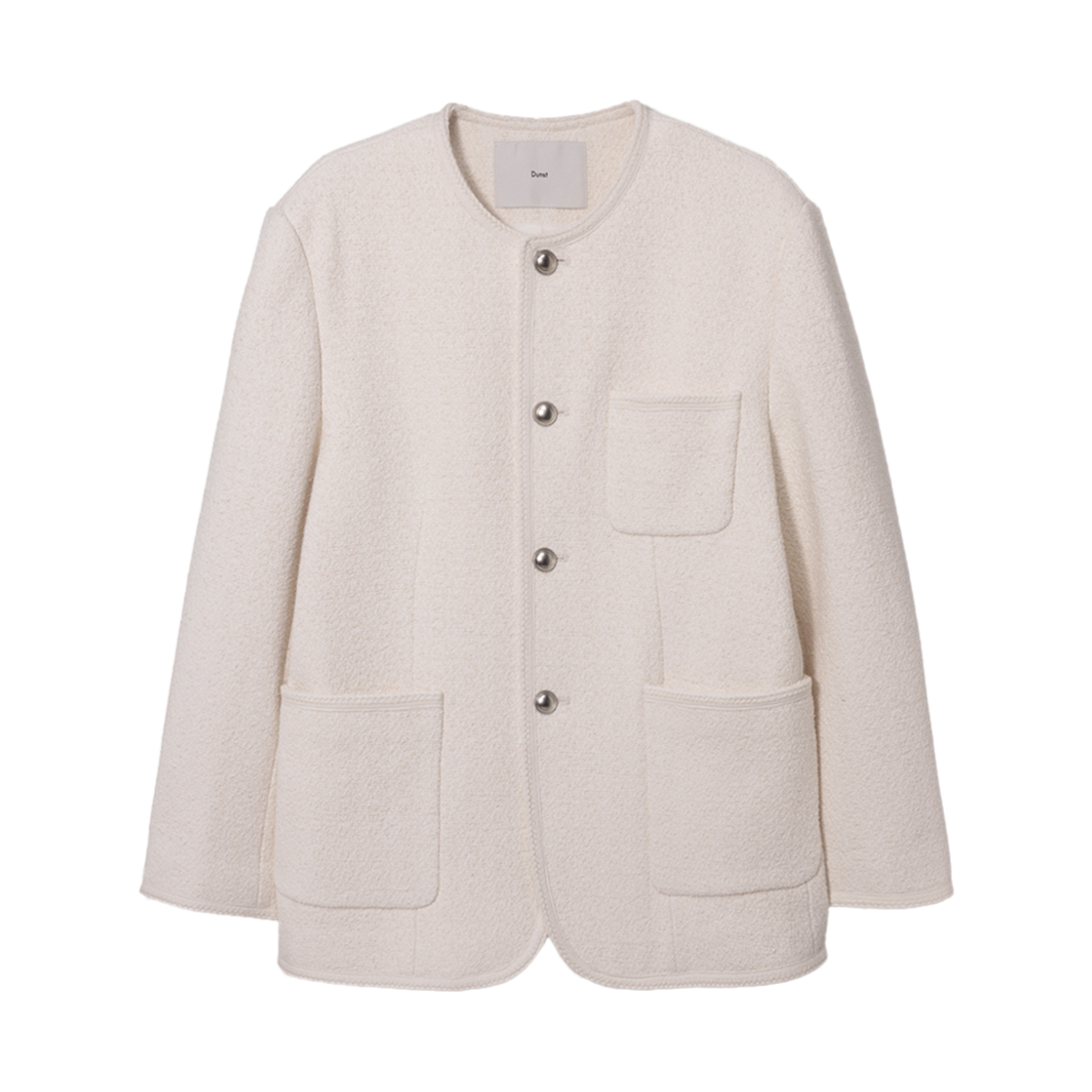 UDJA5A109CR Dunst Unisex Collarless Tweed Jacket Ivory