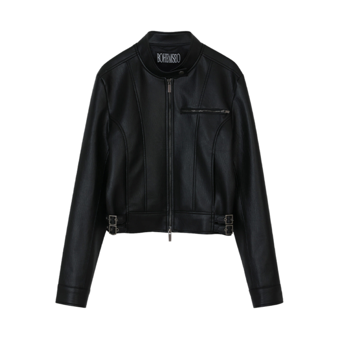 - (W) Bohemian Seoul Matt Leather Biker Jacket Black