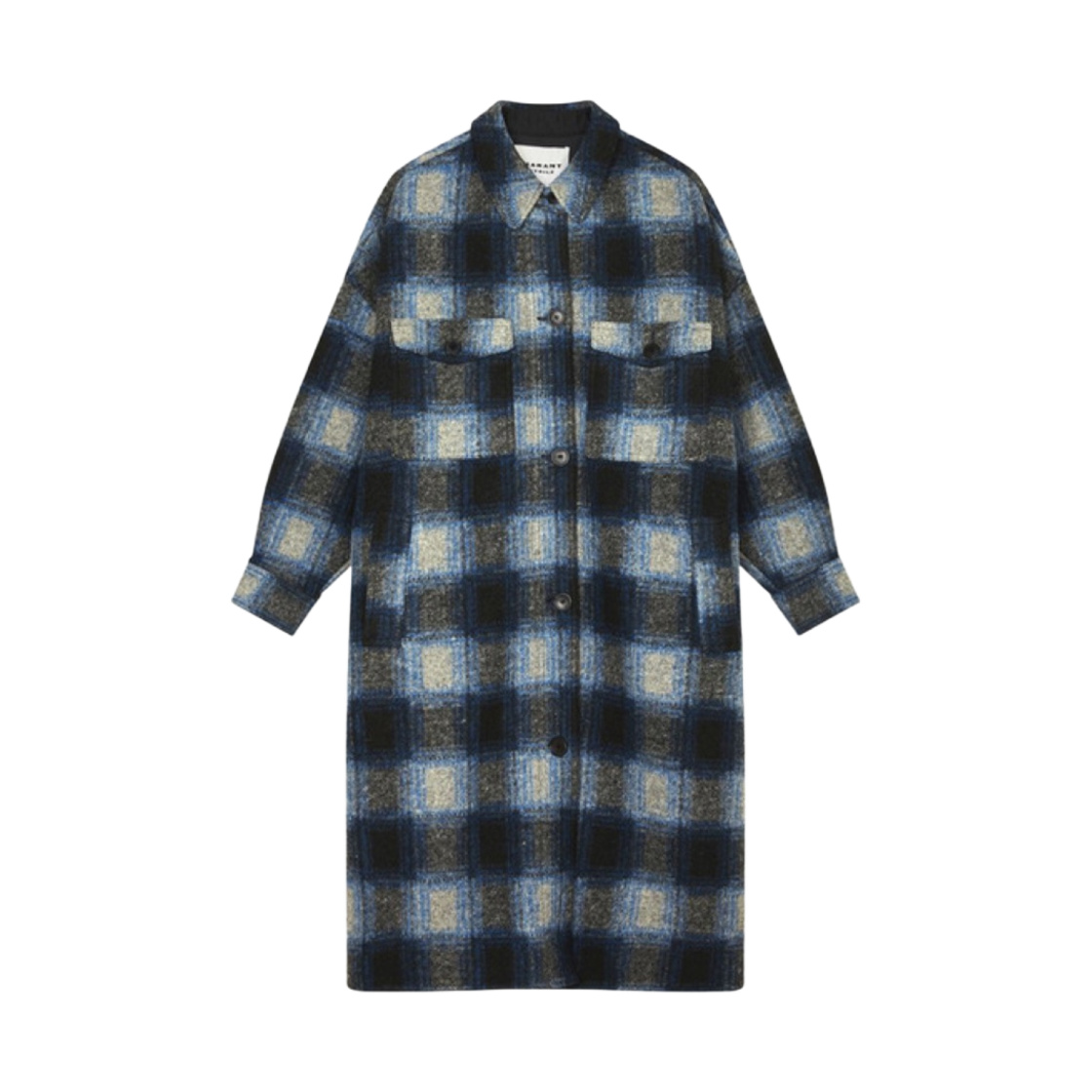 (W) 이자벨 마랑 에뚜왈 체크 폰티지 코트 네이비 - 23FW((W) Isabel Marant Etoile Check Fontizi Coat Navy - 23FW) - 1