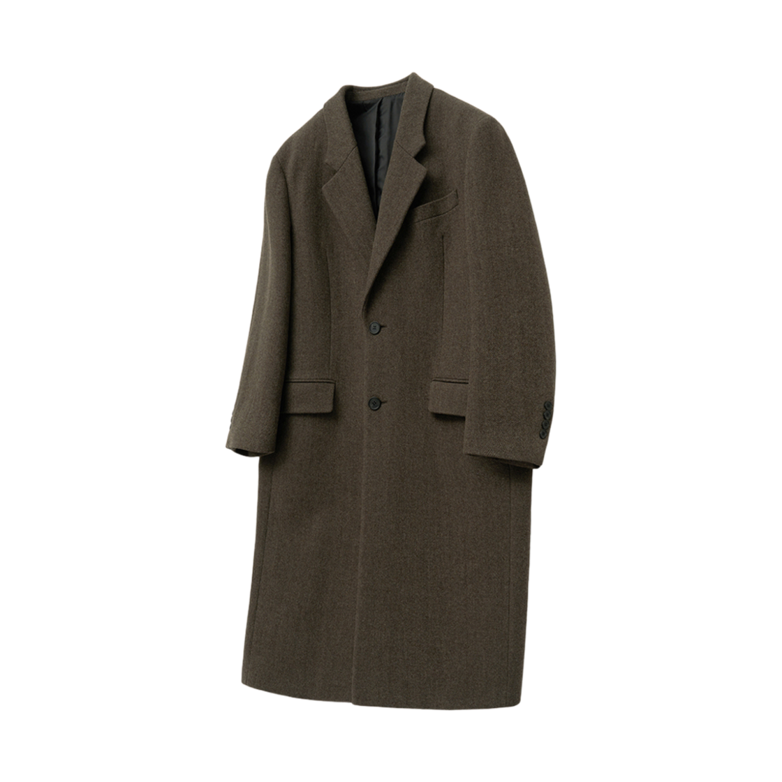 티엔지티 브라운 Redford 대디핏 헤링본 싱글브레스트 코트