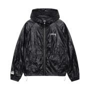 Stussy Beach Shell Wrinkled Nylon Jacket Black