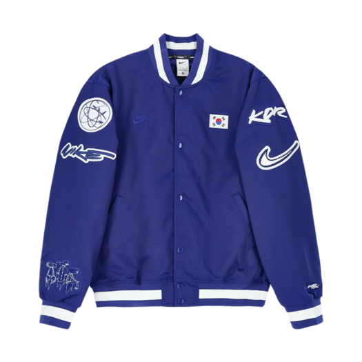 Nike Korea Dugout Breaking Satin Jacket Deep Royal Blue White - Asia
