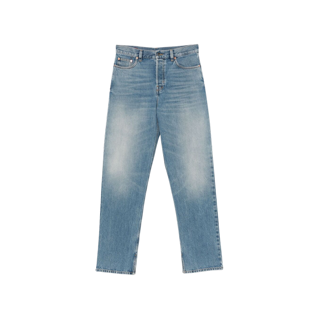786815-XDC7Q-4009 (W) Gucci Denim Trousers with Gucci Label Light Blue