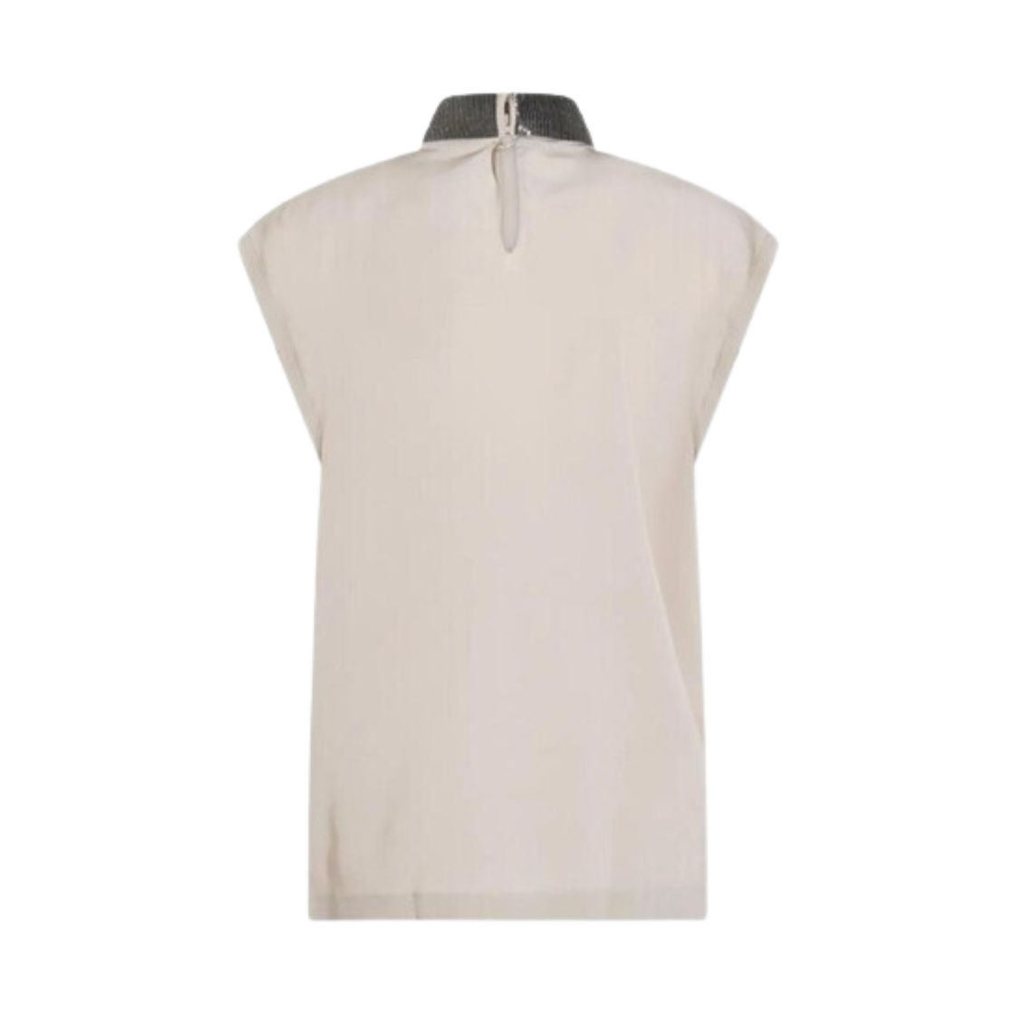 (W) 브루넬로 쿠치넬리 하이넥 슬리브리스 탑 라이트 베이지((W) Brunello Cucinelli High Neck Sleeveless Top Light Beige) - 2