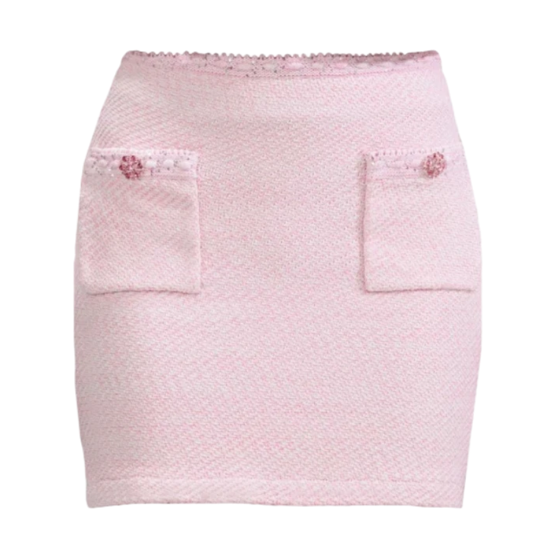 (W) 셀프 포트레이트 니트 미니 스커트 핑크((W) Self Portrait Knit Mini Skirt Pink)