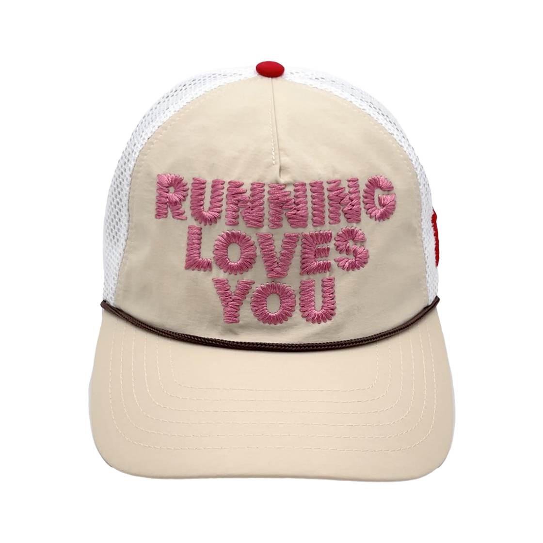 - Alex Zono Running Loves You Trucker Hat OG Beige