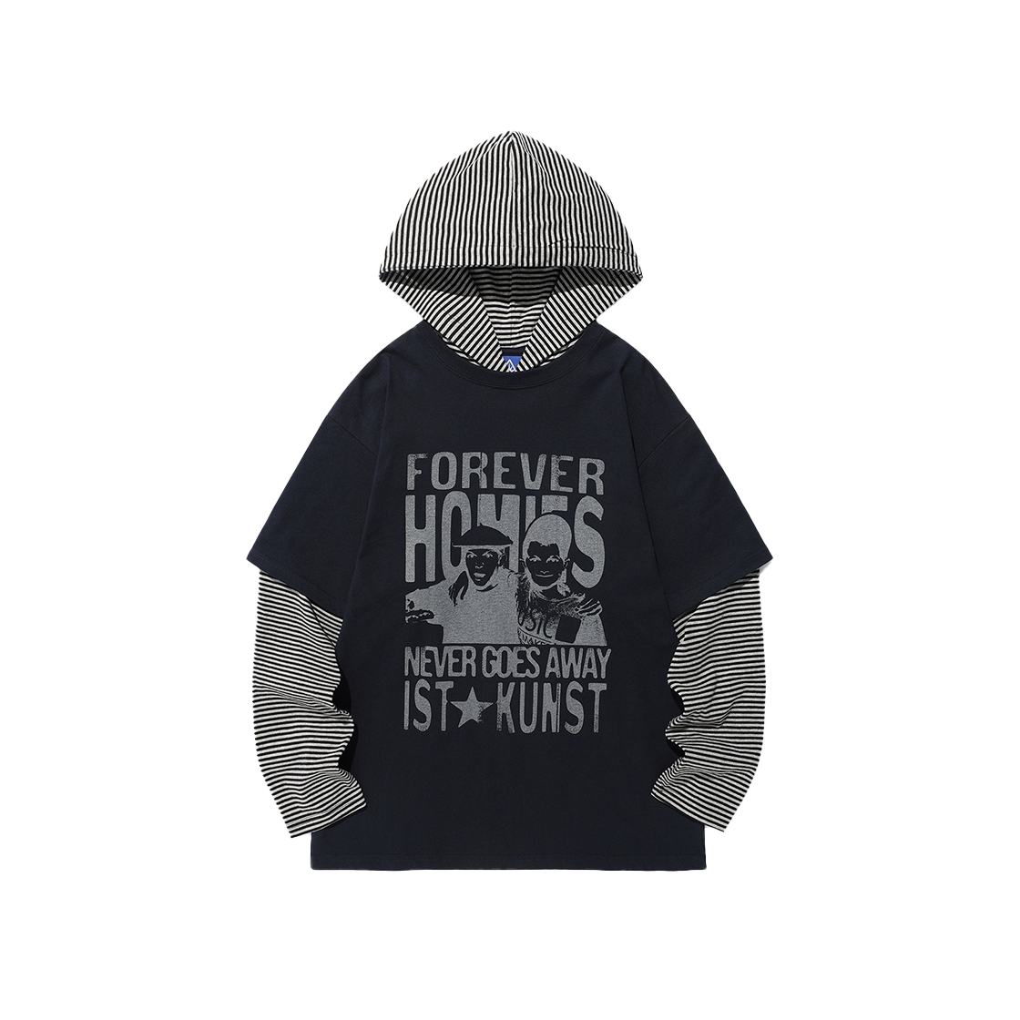 이스트쿤스트 포에버 호미즈 레이어드 롱슬리브 티셔츠 네이비(ISTKUNST Forever Homies Layered LS Tee Navy)