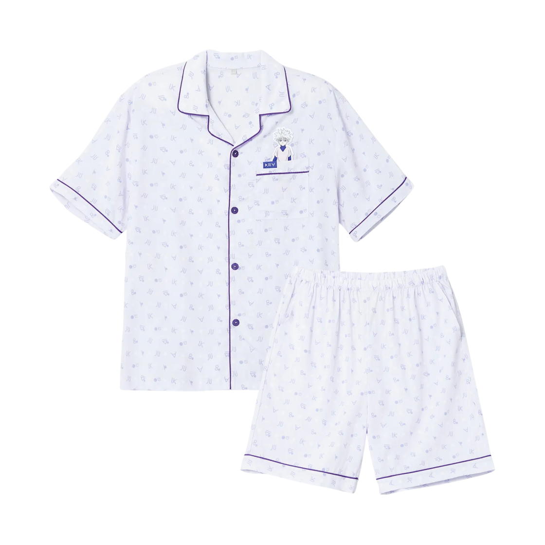 스파오 x 헌터 x 헌터 숏슬리브 파자마 세트 라이트 퍼플(Spao x Hunter X Hunter Short Sleeve Pajama Set Light Purple)