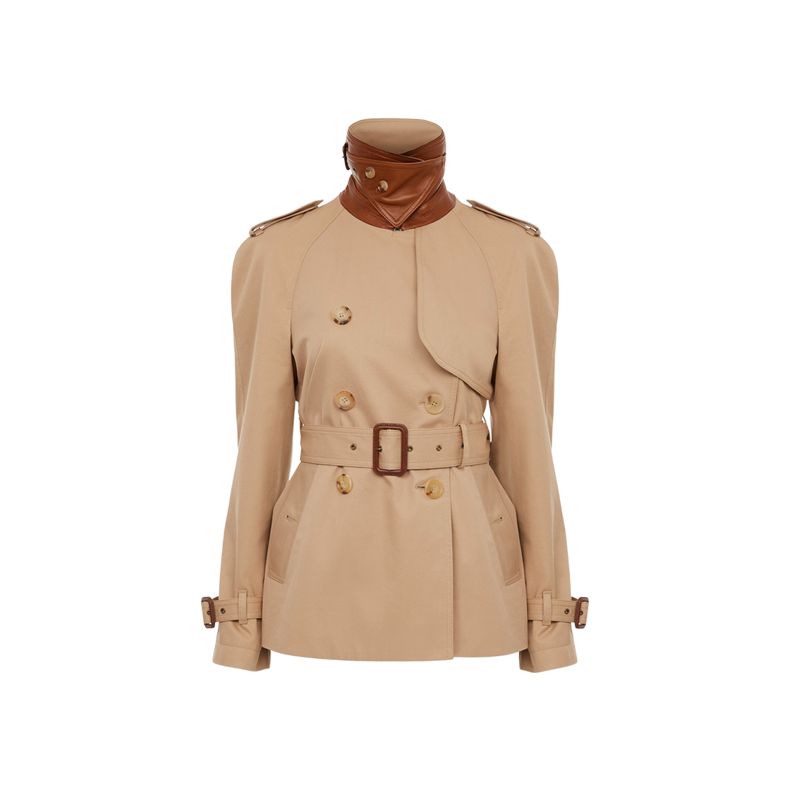 (W) 끌로에 코튼 개버딘 숏 트렌치 코트 원 브라운((W) Chloe Short Trench Coat in Cotton Gabardine Worn Brown)