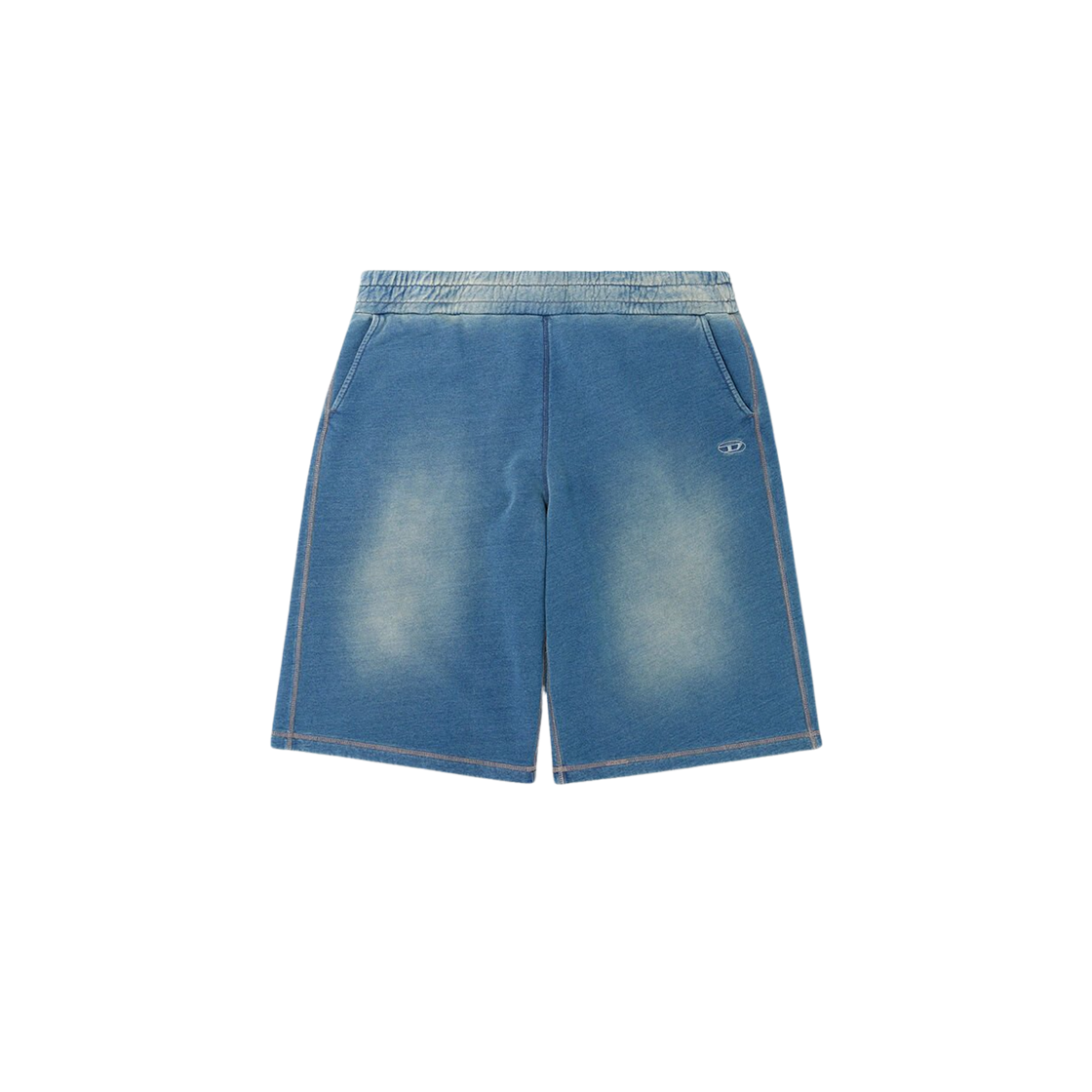 A161900GIAT-01 Diesel P-Cerchio Faded Indigo Sweat Shorts Blue